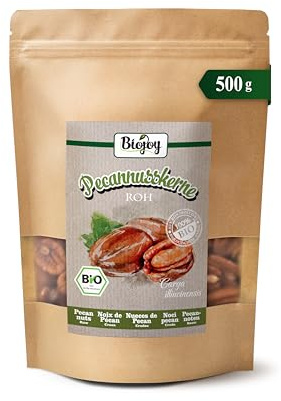 Biojoy Ekologiska pekannötter halva kärnor, naturliga, 500 g | Pekankärnor, råa, orostade, osaltade, från Mexiko