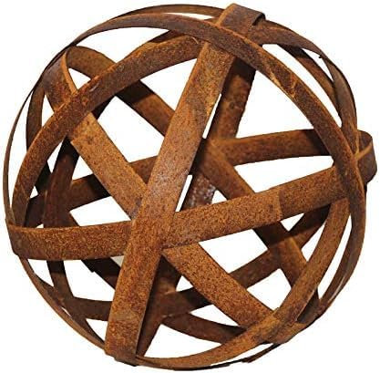 Bornhöft Boule décorative en métal rouillé - 40 cm - Décoration de jardin
