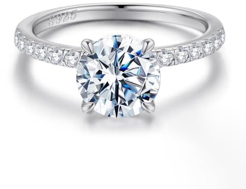 SMILEST 2ct Cubic Zirconia Engagement Ring, 925 Sterling Silver CZ Rings Fake Engagement Ring Promise Rings for Her Sterling Silver Engagement Rings for Women Size 4.5