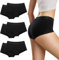 Desanlapi Boxershorts Damen Baumwolle Panties Hotpants Unterwäsche Frauen Sportunterwäsche Pantys 6er Pack Schwarz M