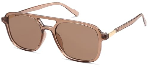SOJOS Lunettes de soleil rétro d'aviateur pour femme et homme, lunettes de soleil tendance rectangulaires SJ2202, 54-21-146