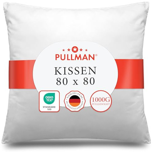 Pullman Kopfkissen 80x80 cm - Hotelqualität Mikrofaser Kissen für Alle Schlafpositionen, Bequemes Allergiker Schlafkissen mit 1000g Füllmaterial, Oeko-Tex zertifiziertes Bett Kissen (80 x 80)