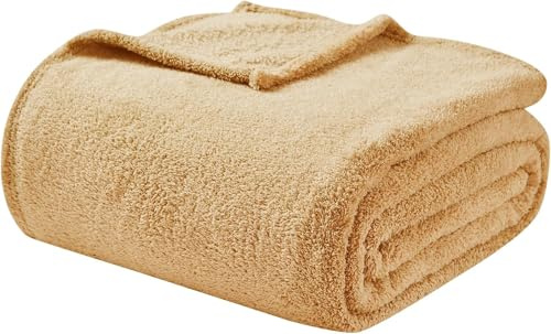 EMME Coperta Plaid Pile in Flanella - 150 x 200 cm, Coperta Sherpa Morbida e Soffice, Coperta Pile Calda, Coperta Letto, Coperta per Divano o Picnic, Beige