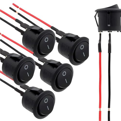 6 pièce Interrupteur 12v, Interrupteur à bascule 12v, 20mm AC 6A/250V 10A/125V SPST 2 Pin 2 Position On/Off Toggle Car Boat Caravan On/Off - With 150mm Pre-Soldered Wires KCD1 Camion, Voitures de cou