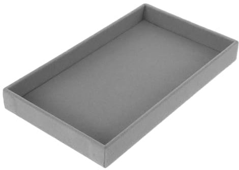Stackable Jewelry Trays Gray Velvet Stackable Jewelry Display Tray Showcase Display Empty Plate Jewelry Organizer Tray Bracelet Ring Earring Necklace Organizer Tray for Store Countertop Tray Case