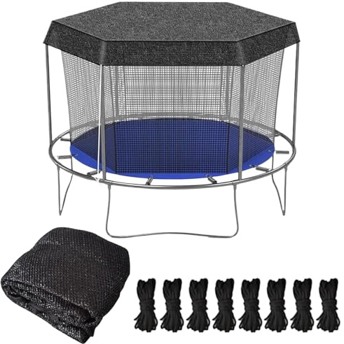 10ft Trampoline Cover, Sun Protection Trampoline Sun Shade Cover, Fully Covered Trampolinen Topcover for 8 Poles Trampolines Accessories
