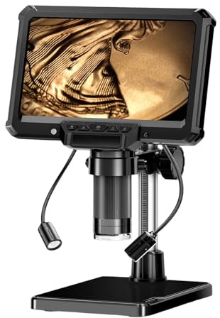 Microscope numérique haute résolution 1080p avec lumière LED réglable et connexion USB adapté pour l'observation détaillée Microscope multifonctionnel pour l'analyse