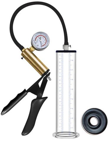 Pompa per pene manuale con maniglia e manometro, giocattoli sessuali per il pene - Pompe e ingranditori con cilindro graduato, manicotto sigillato per l'ingrandimento del pene maschile (1.5in,1)