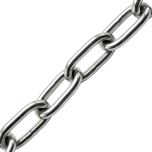Lumonic 5m Kette V4A Edelstahl | 3mm | Langgliedrig | Rostfrei + Seewasserfest | Regenkette, Blumenampel, Absperrkette