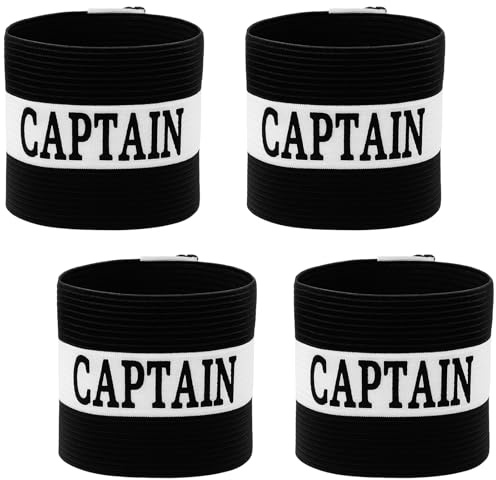 Bremorou 4 bracciali da capitano per allenamento di calcio, fascia da capitano traspirante elastica fascia da capitano da calcio fascia da capitano fascia da braccio per giocatori di calcio rugby