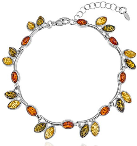 Copal Braccialetto Donna Con Ambra Multicolore In Argento Sterling 925 Di Alta Qualità DallUE