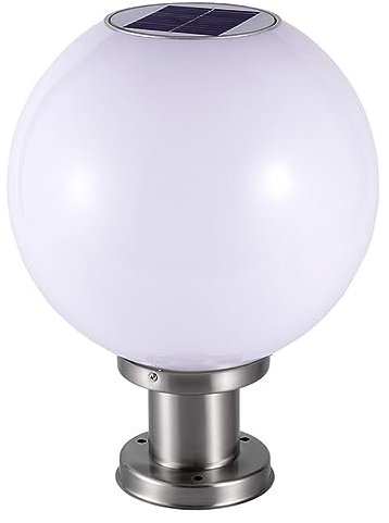 LANMOU Lampione Solare a LED Esterni IP65 Lampada Sfera in Acrilico, Lampada da Giardino Dimmerabile con Telecomando, Base in Acciaio Inox, Batteria da 1300 mAh, Diametro 25cm