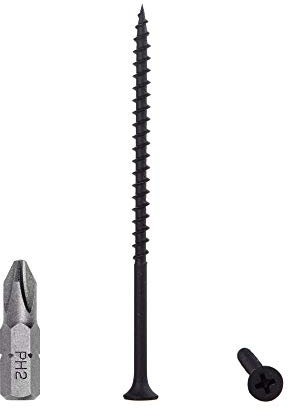 Lot de 50 vis à bois en acier au carbone phosphate noir, 4,2 x 90 mm, vis à cloison sèche, tête fraisée Phillips, fixations pour panneaux de particules