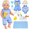9-teiliges Zubehör-Set für Puppenkleidung mit Strampler, Bikini, Hut, Handtuch, Decke, Nippel, Flasche, Schwimmring, Entenspielzeug für 43 cm große Neugeborene Babypuppen (Keine Puppe)