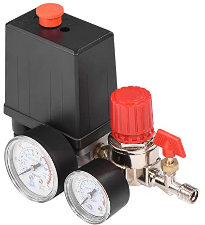 Artillery Air Compressor Control,Small Size Air Compressor Pressure Switch Control Valve Regulator with Pressure Gauges for Quick Pressure Relief