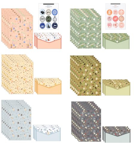 Writing Paper and Envelopes Set, Lined Stationery Letter Writing Paper Set, Including 36 Pcs A5 Stationary Letter, 18 Pcs Envelopes for Home/Office/School/Invitation Gifts