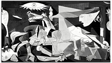 Póster de pintura al óleo de Picasso Guernica, cuadro de arte de pared, pintura en lienzo en blanco y negro, decoración moderna para el hogar y la sala de estar(60x90cm-Sin marco)