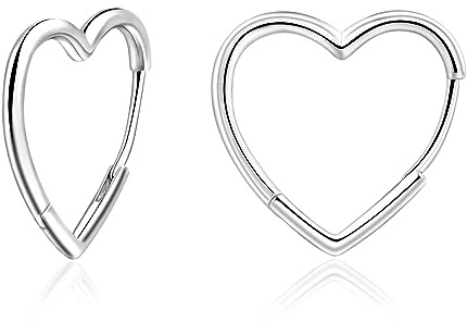 Orecchini a cerchio a forma di cuore, in argento Sterling 925, per donna Huggie, piccoli, 13 mm, 20 mm, 30 mm, Argento sterling