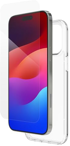 ZAGG InvisibleShield Glass Elite 360 Bundle Tempered Glass Screen Protector and Phone Case for iPhone 15 Pro Max [6.7-Inch], Smudge & Scratch-Resistant, Shockproof, Easy Application (Transparent)