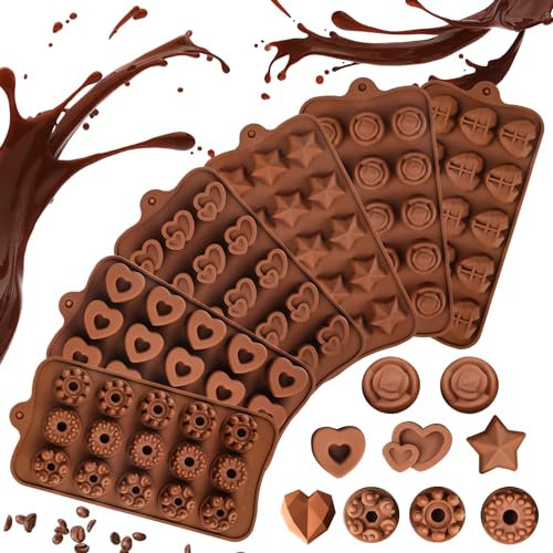 AKONE 6-teiliges Schokoladenform-Set, Silikon, BPA-frei, Antihaftbeschichtung, Gummibärchen-Form, für Backen