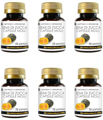Pumpafrön 420 mjukgelkapslar | Mjukgelkapslar med kallpressad olja standardiserad i Omega 3 Omega 6 och Omega 9, linolsyra och oljesyra | 1 mjukgel dagligen