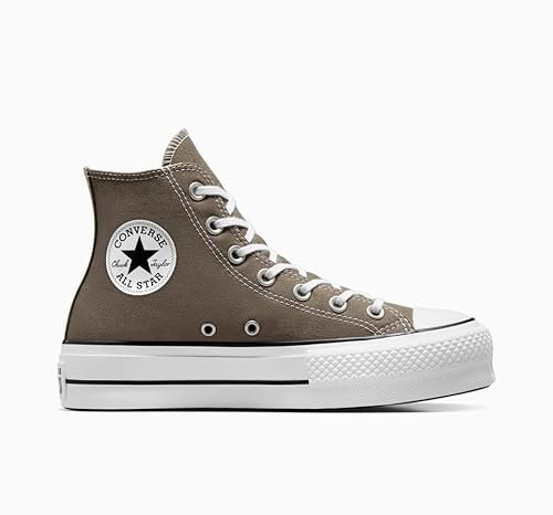 Converse Chuck Taylor All Star Lift Damen-Sneaker mit Schnürung, Leinenmaterial, Charcoal / Weiß / Schwarz, 38 EU