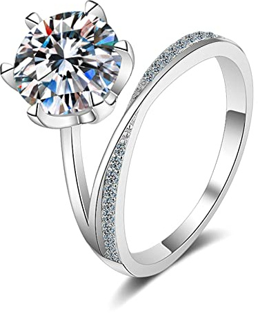 Bröllopsband för henne, vänskapsring för kvinnor med Moissanite/Cubic Zirconia Unique Round