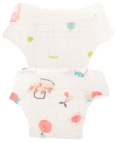 FRCOLOR 2 Pcs Reusable Cotton Girl Diaper Pants Washable Cloth Diapers for Newborns Soft Absorbent Muslin Easy Wear and Remove S