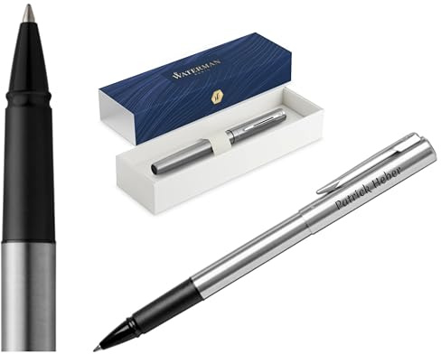 Waterman Allure - Stylo à encre gravé personnalisé – Instrument d'écriture de luxe élégant – Stylo cadeau pour femmes et hommes, encre noire (acier inoxydable)