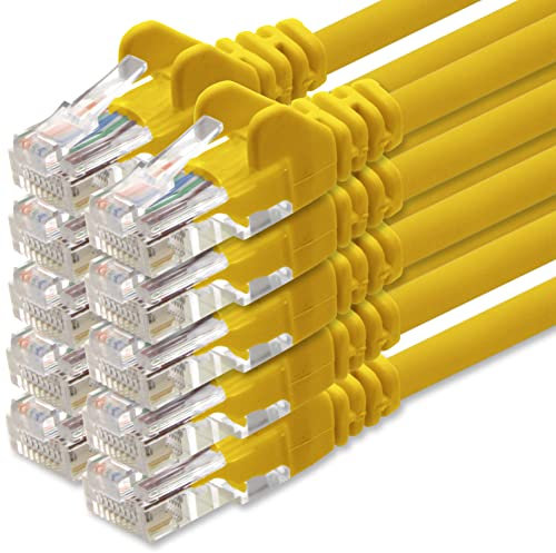 1aTTack.de Câble Réseau Cat6 Cat 6-10x 2m - RJ45 Ethernet LAN DSL Routeur Modem - Jaune