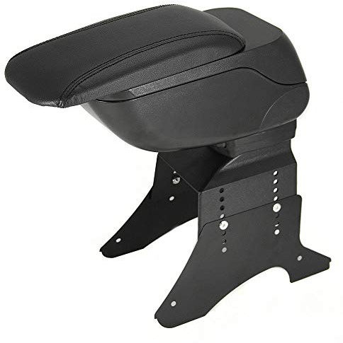 Universale Bracciolo Centrale Auto Poggia Ecopelle Poggiabraccio Portaoggetti Regolabile Scorrevole con Vano Apribile Integrato Poggiagomiti Basculante Similpelle Nero