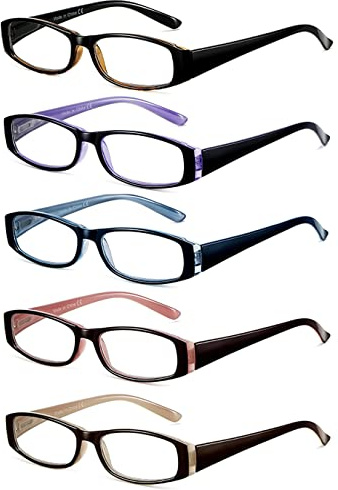 SOCTICK Reading Glasses Blue Light Blocking, 5-Pack Reading Glasses for Women with Comfort Spring Hinges, Anti UV/Glare Readers 2.00