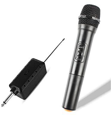 ZONADAH Single Wireless Microphone, Rechargeable Mic System with Receiver and Anti-Slip Ring, 30-100 meters Transmission Distance for Karaoke Singing, Public Speech, Wedding, Stage, Outdoor Activity