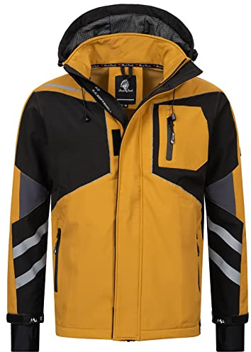 Rock Creek Herren Softshell Jacke Outdoor Jacke Windbreaker Übergangsjacke Anorak Kapuze Regenjacke Winterjacke Herrenjacke Jacket H-287 Maisgelb 4XL