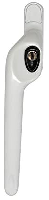 ERA Maxim Offset Locking Window Handle Left Hand White with Black Button | PVC Windows Handle Replacement | White Windows Handle with Keys