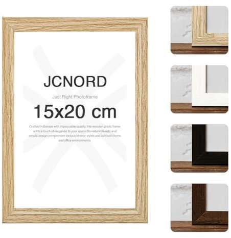JCNORD Cornice Portafoto in Legno MDF Color Rovere 15x20 cm con vetro Acrilico Infrangibile | Cornice Portafoto Moderna per Pareti e Tavoli