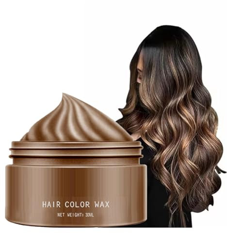 Cire Colorante pour Cheveux Gris Argenté, Coloration Temporaire Pour Cheveux Foncés, Crème De Boue Pour Coiffure Instantanée Pour Fête, Cosplay, Discothèque, Mascarade, Halloween(marron)