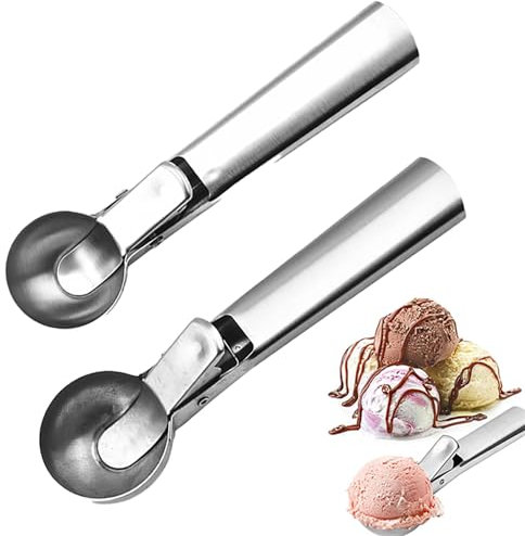 JOYOLA 2 Pezzi Cucchiaio Gelato di Diverse Dimensioni, Paletta Gelato in Acciaio Inossidabile Antiaderente, perfetto per Gelato, Palline di Melone, Polpette, Impasto per Biscotti e Riso
