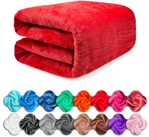 Polaristar - Manta de Poliéster Lisa Suave y Cálida para Sofá, Cama y Decoración del Hogar – Diseño Minimalista, Lavable a Máquina, Tamaño (Rojo, 130x160cm)