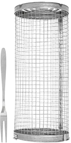 Rullande Grillkorg Öppet Galler Roststål Trådnät Cylinder Grillkorg för Fisk Grönsaksfrites L Värmefördelning så Att Din Mat Lagas Varje Gång (rostfritt stål 2)