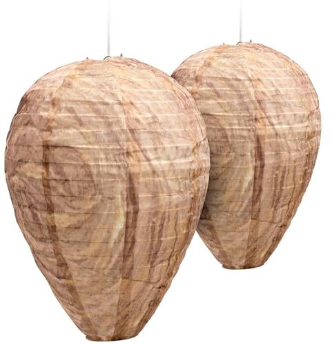 GARDIGO® Nids de Guêpes Factices à Suspendre Lot de 2 | Répulsif Naturel Contre Les Guêpes | Tissu Imperméable | Idéal pour Balcon, Terrasse et Jardin | Évite la Formation de Nouveaux Nids