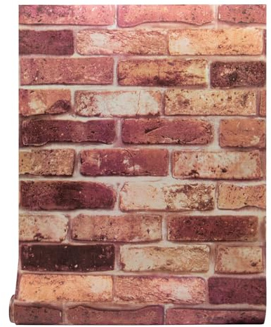 Tvvcalk Selbstklebend Tapete Steinoptik 45 x1000cm, Selbstklebende Tapete Vintage, Backstein Stein Tapeten Wasserdicht, für Küche Schlafzimmer Wohnzimmer Wand