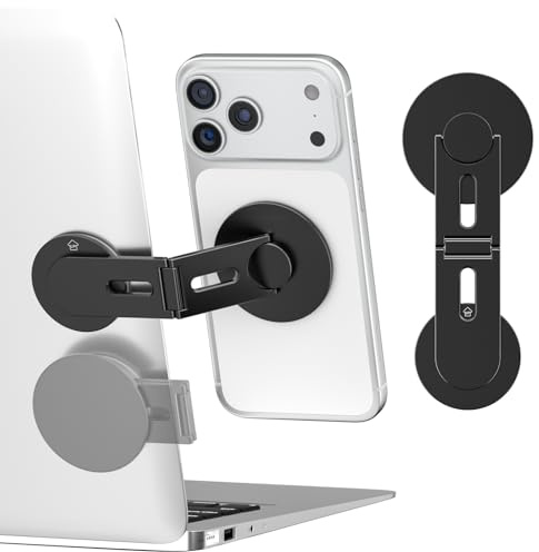 CloudValley Supporto Telefono per Laptop, Magnetico Holder per Fotocamera di Continuità Regolabile in 360° per iPhone e Tutti i Telefoni, per Tesla, PC, Monitor da Palestra, Nero
