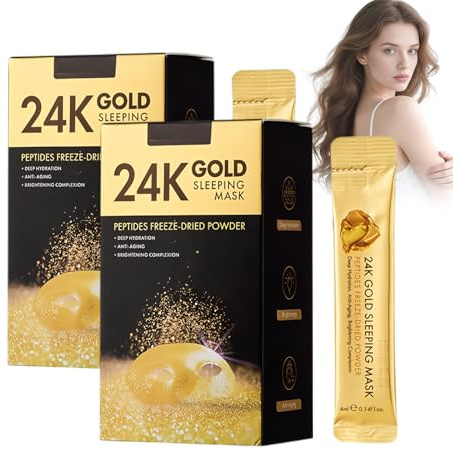 24k Gold Peel off Mascarilla Facia, 2 Cajas, Night Wrapping Mask, For Hydration Boost and Lifting Effect That Generates a Glowing, Mascarilla Colageno Facial Hidratación Antienvejecimiento