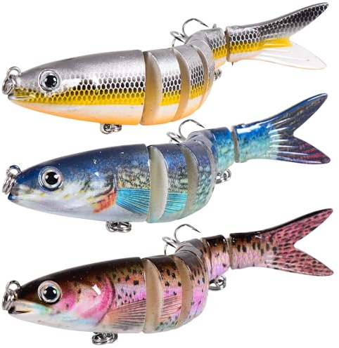 Fishing Lures for Freshwater and Saltwater, Lifelike Swimbait, Slow Sinking Bass Fishing Lure, 3-Pack
