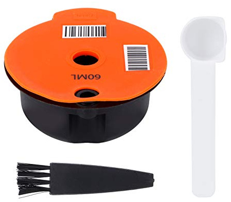 Coffee Capsule Reusable Refillable Coffee Filter Cup with Spoon Brush Premium Silicone Cover Removable Filter for TYPE CTPM12 CTPM07 CTPM05UC Coffee Machines (60ML)