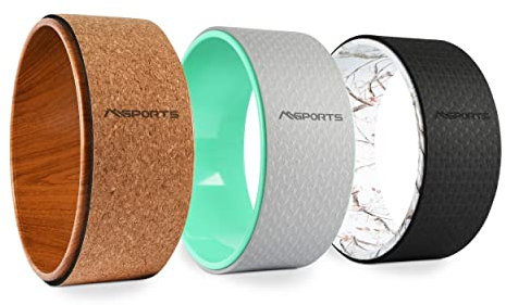 MSPORTS Yoga Wheel - Premium - Hilfsmittel bei Joga-Übungen | Pilates Rad (Holz - Kork)