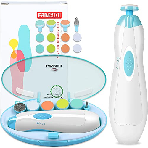 FANSIDI - Cortaúñas para bebé, cortador de uñas eléctrico seguro para bebés con 10 almohadillas de lima, 8 papeles de lija para recién nacidos, niños pequeños o adultos, cuidado de las uñas de los