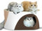 ComSaf Kratzpappe für Katzen, Ovale Kratzmatte Katze Spielzeug Kratzmöbel Wellpappe, Kratzbretter Katze 58x31x30 cm