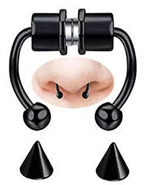 MOTONG Magnetic Septum Ring - Stainless Steel Horseshoe Faux Nose Clip-on for Men and Women - Non-Piercing Reusable Fashion Gift